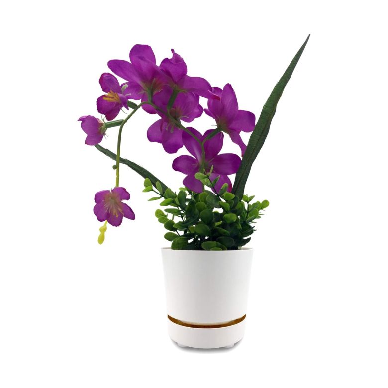 White Self Watering and Self Aerating Round Planter Pot