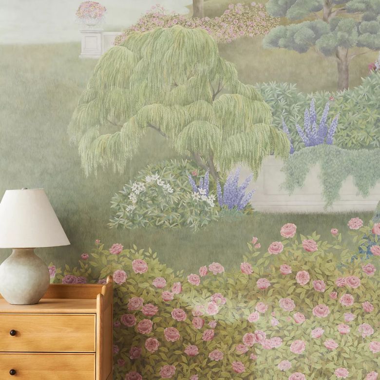 illustrative countryside mural wallpaper