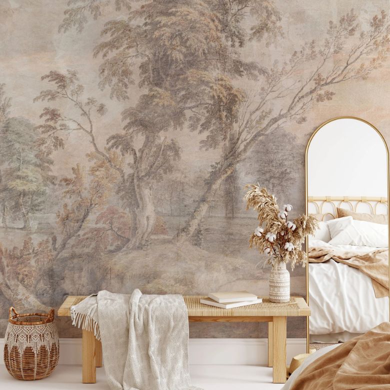 Distressed Antique Wallpaper Mural