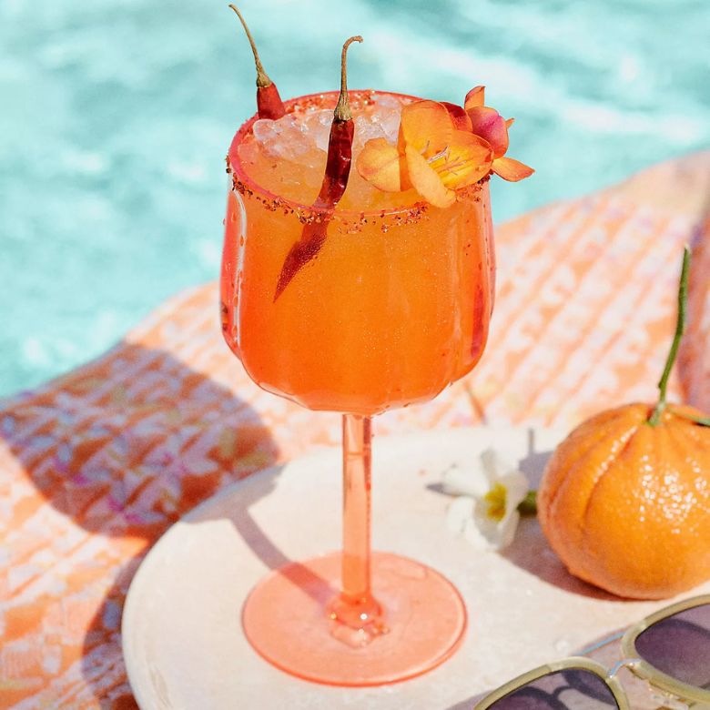 coral acrylic wine glass