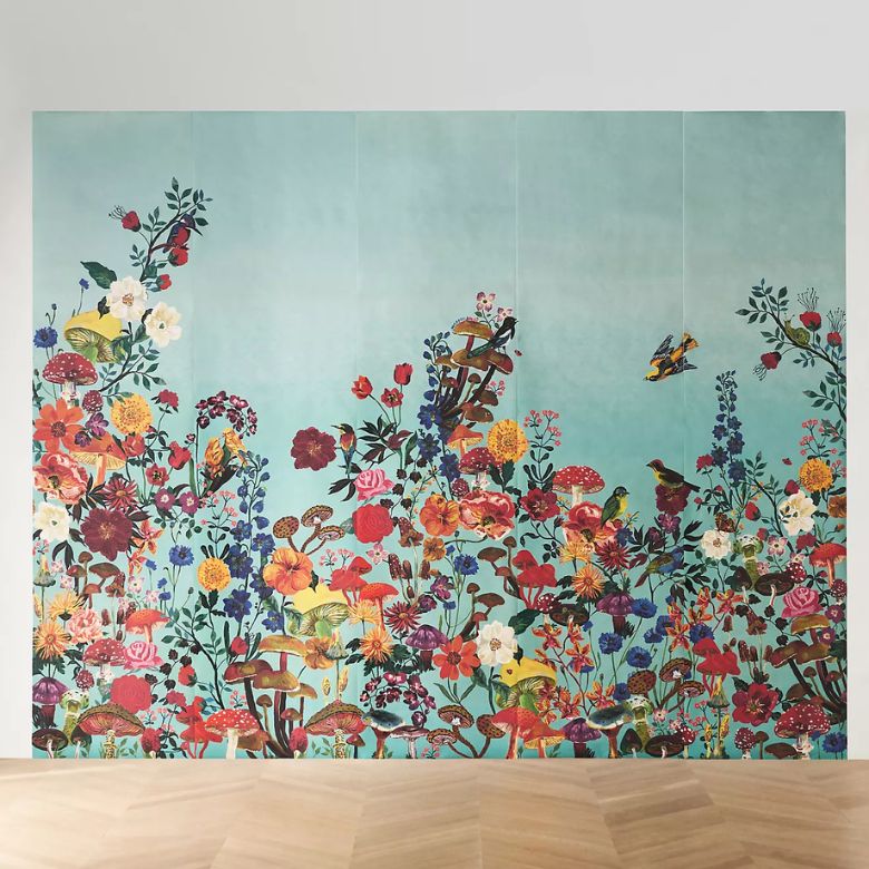 wallpaper mural bouquet of colorful blossoms