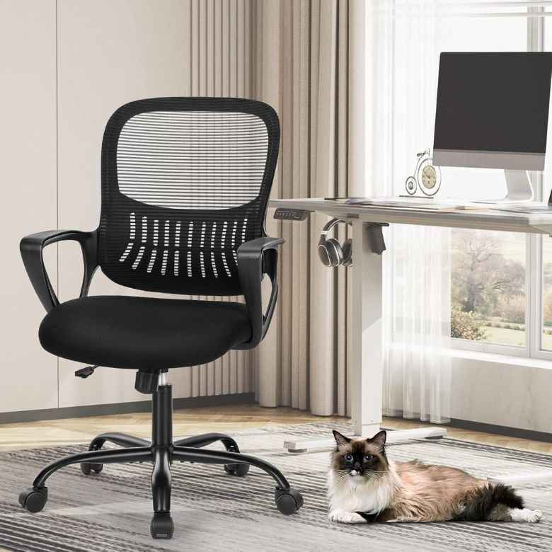 Black Ergonomic Mid-Back Mesh Rolling Swivel Chair