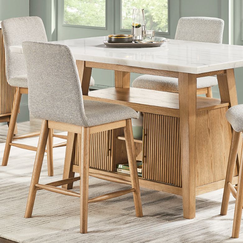 Natural 5 Pc Counter Height Marble Top Dining Room Set