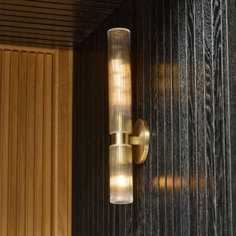 Fluted Glass Double Asymmetrical Indoor/Outdoor Sconce