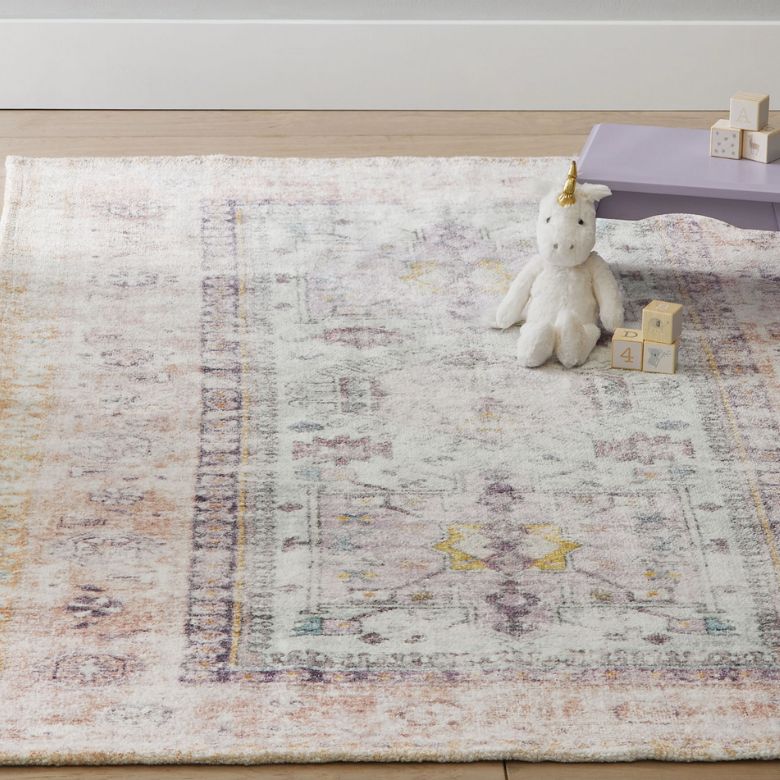 vintage-inspired pink area rug