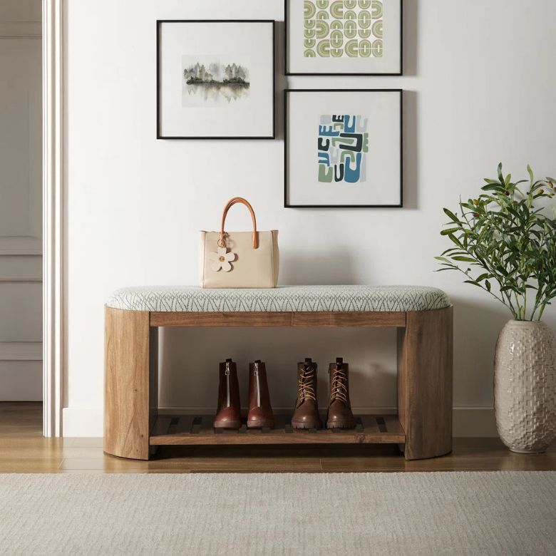 Upholstered Wooden Storage Bench