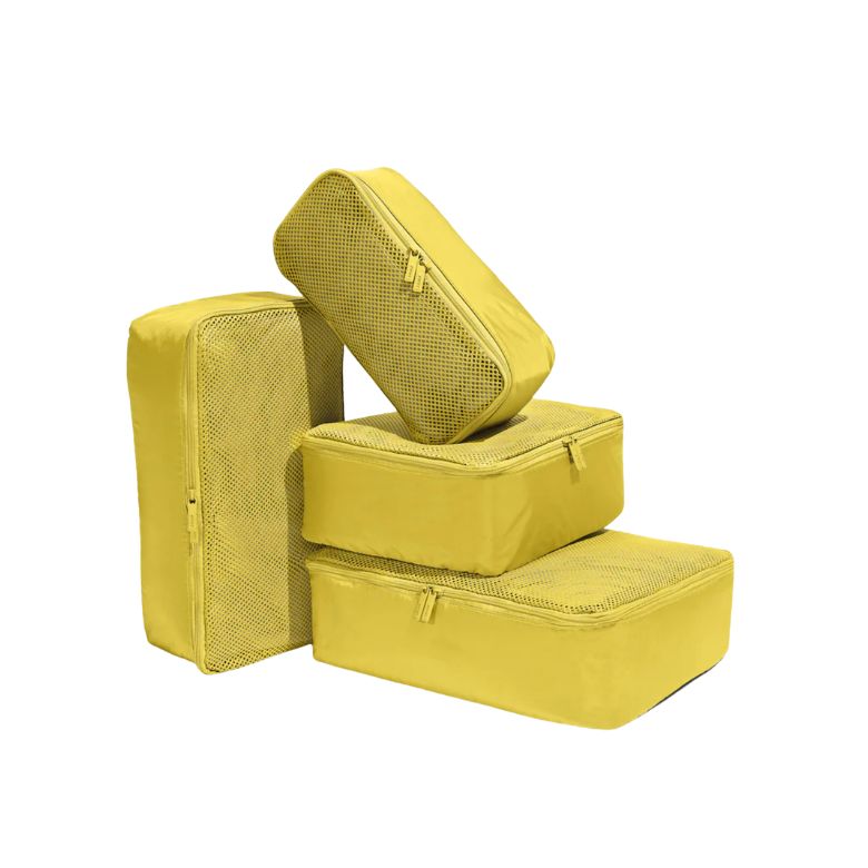yellow packing cubes for suitcase