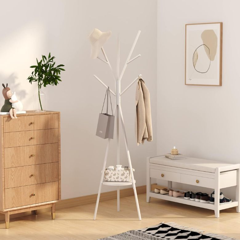 White Free Standing Coat Rack