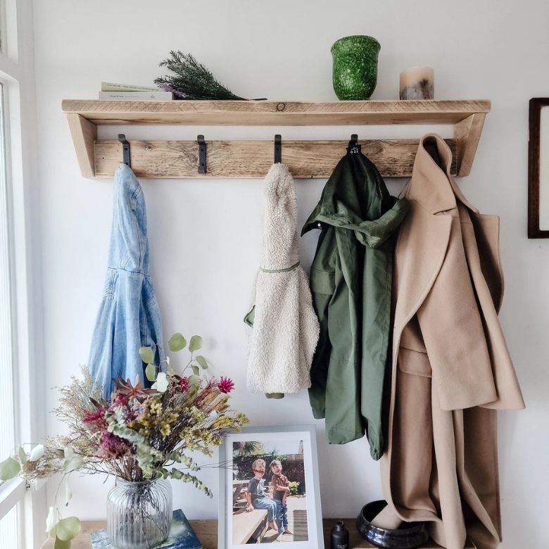 reclaimed wood wall coat rack