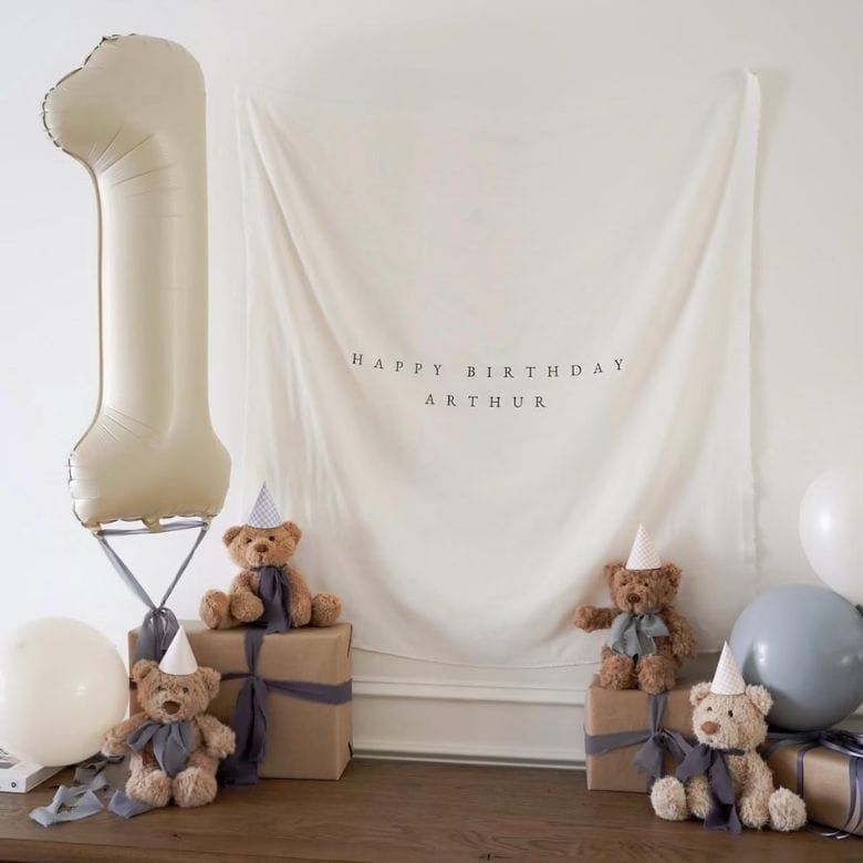 hanging happy birthday fabric sign