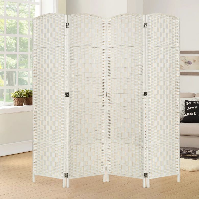 white diamond weave room divider