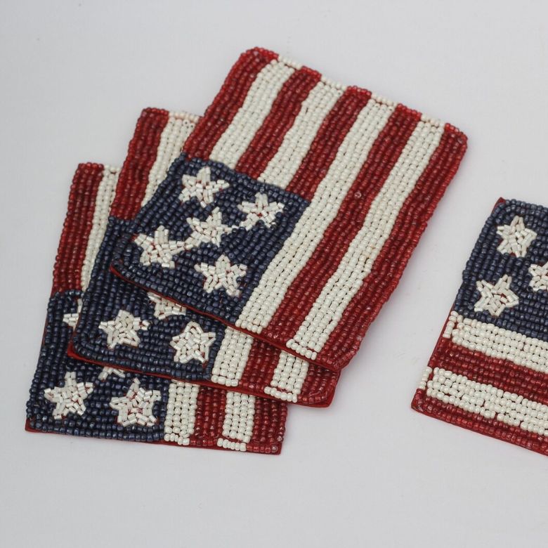 beaded american flag coasters
