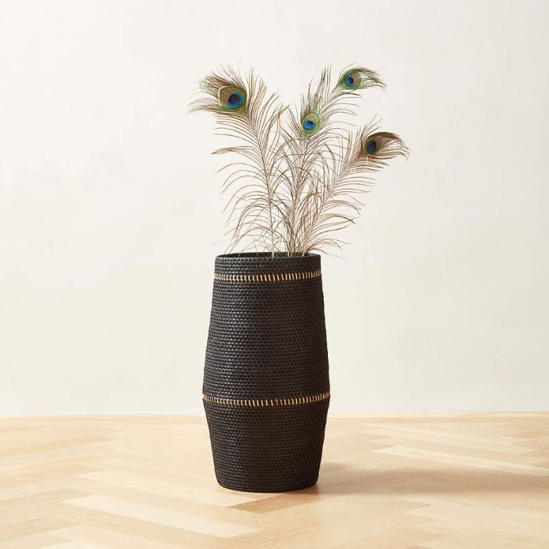 Black Rattan Decorative Basket Small