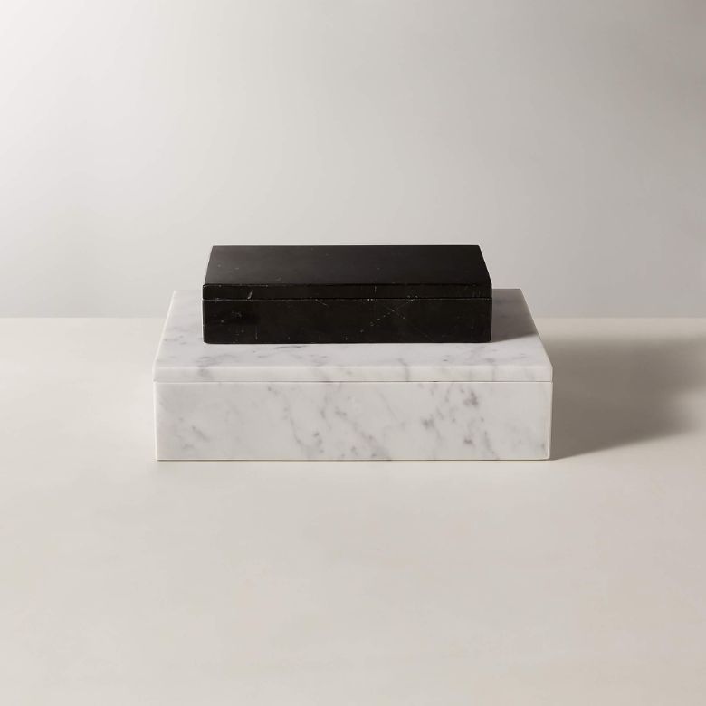 black and white marble boxes
