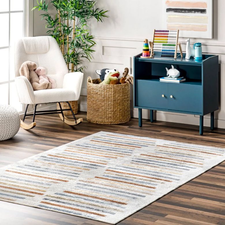 colorful striped washable rug
