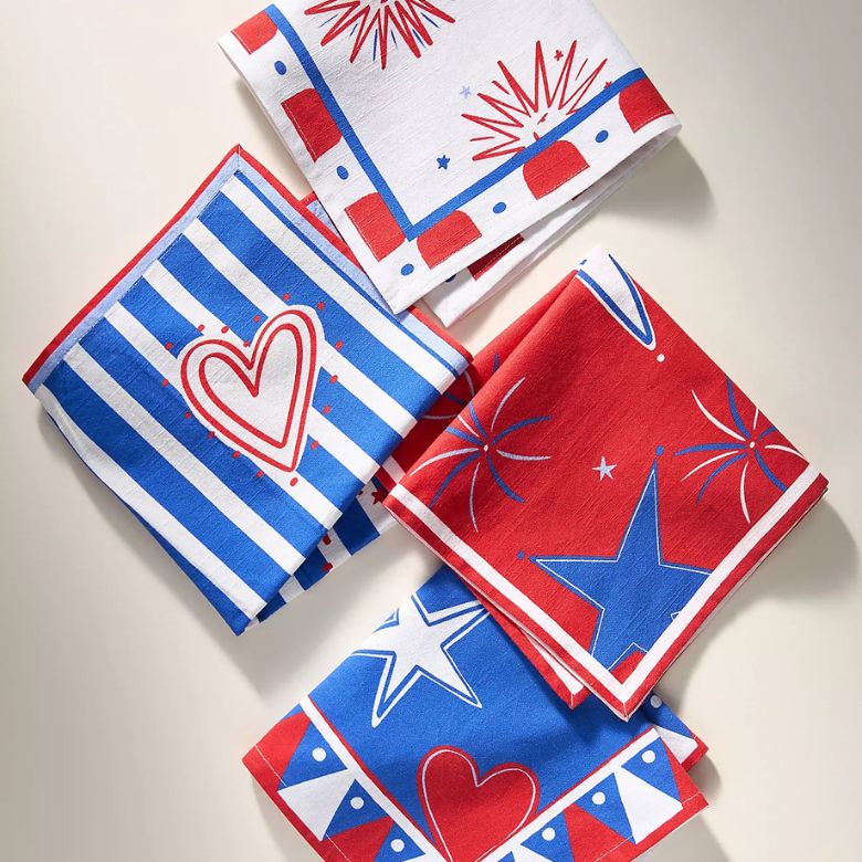 Red, White, and Blue Illustrated Napkins