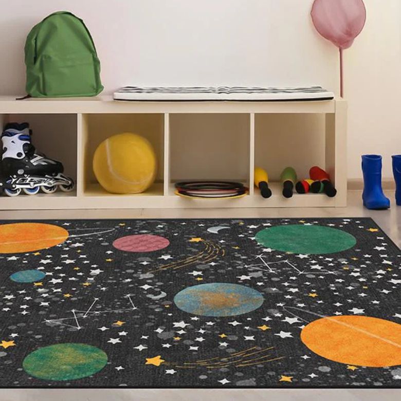 outer space-themed area rug