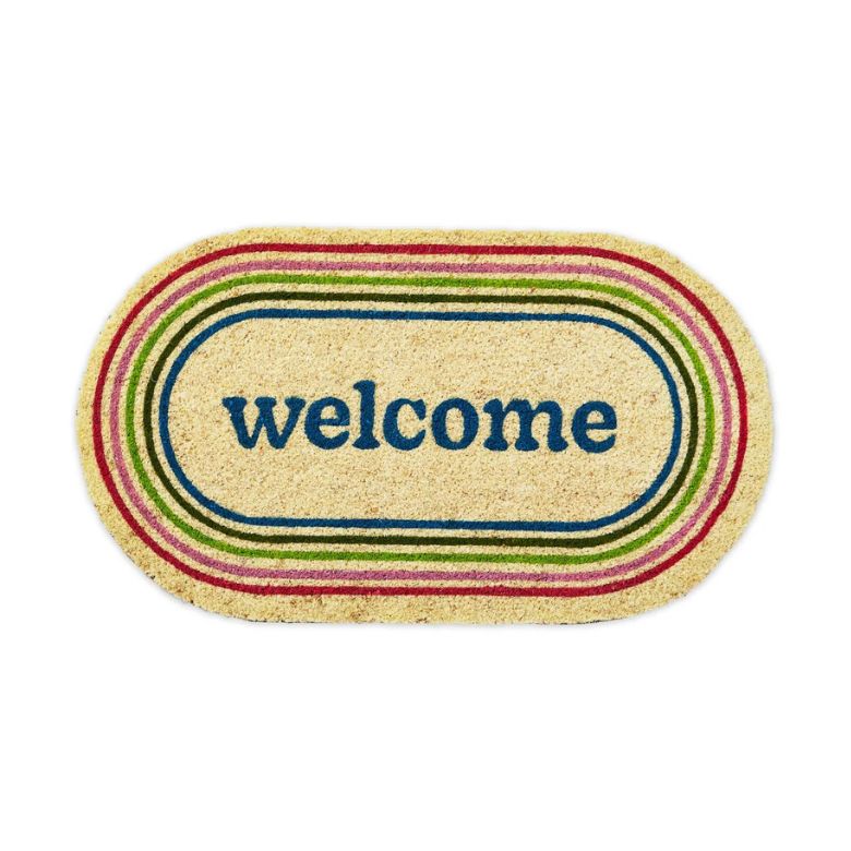 rainbow oval welcome doormat