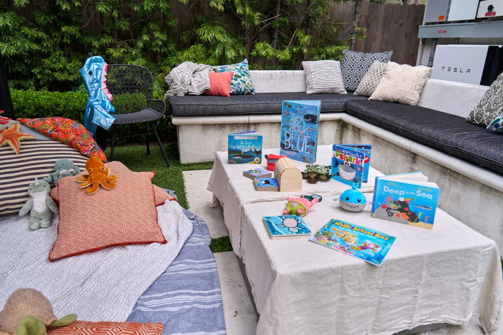 drew scott kids birthday party ideas, underwater book nook
