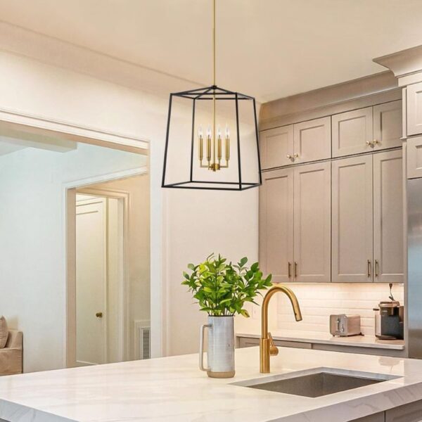 4-Light Modern Farmhouse Lantern Pendant