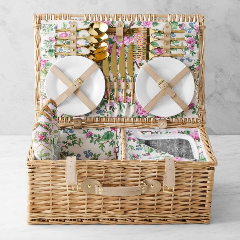 floral lining picnic basket