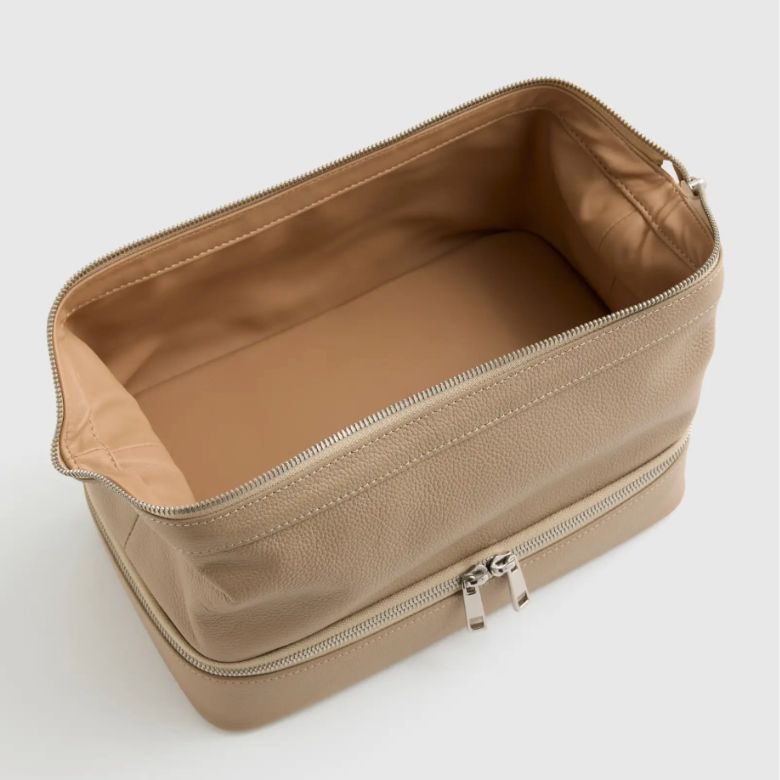 Italian Leather Dual Compartment Toiletry Bag