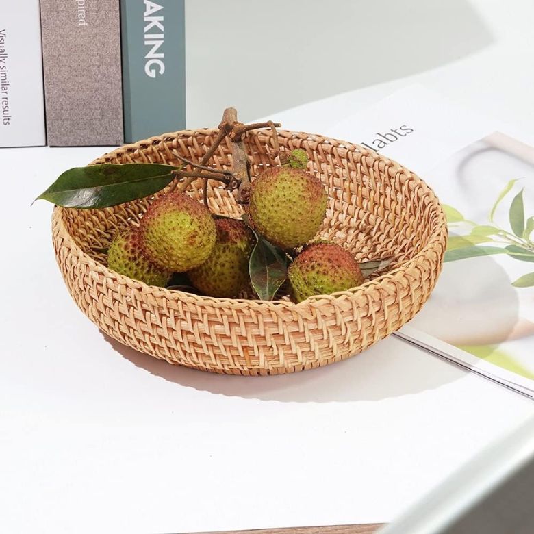 small round woven basket