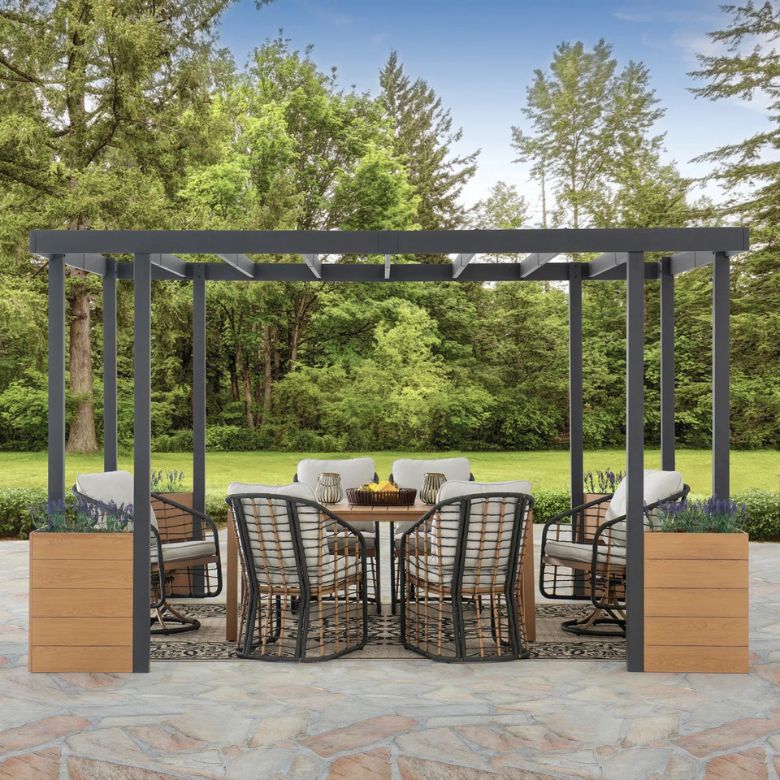 Outdoor Black Steel Frame Pergola