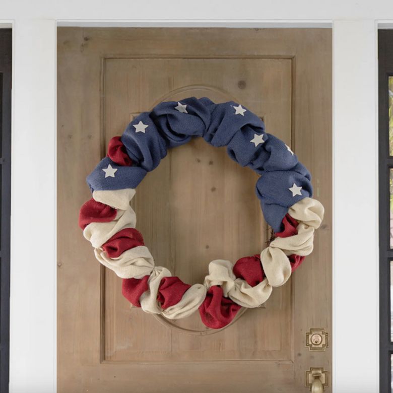 Stars and Stripes Burlap Patriotic Wreath