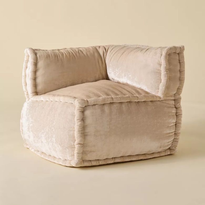 Velvet Bean Bag Corner Lounge Chair