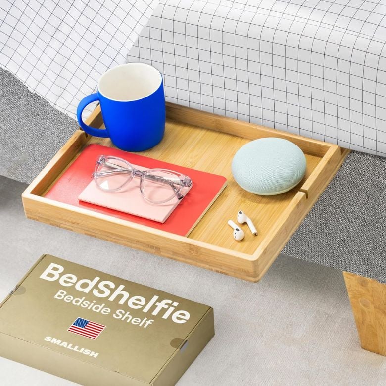 Floating Bed Side Wood Table Tray