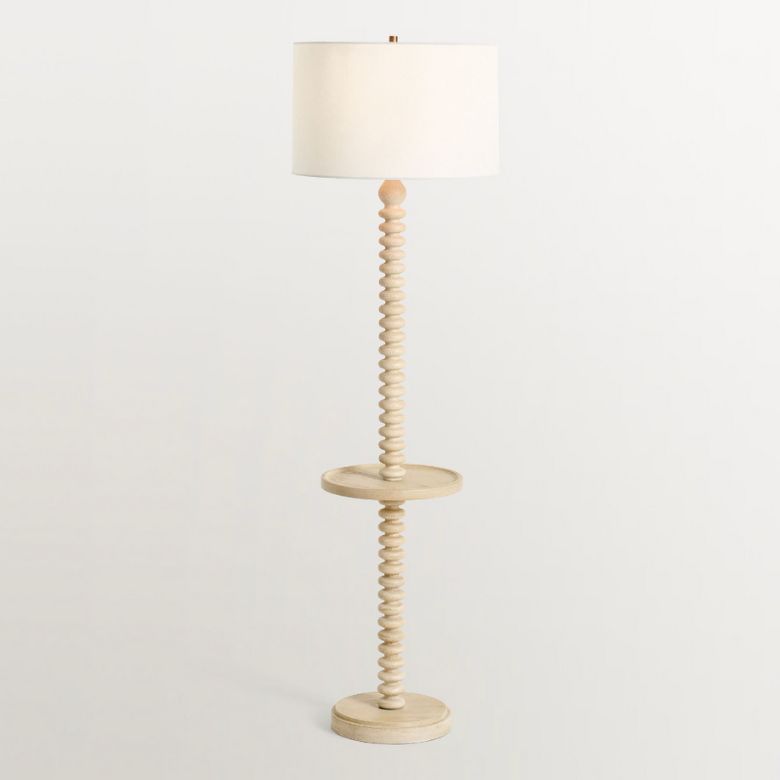Stacked Wood Floor Lamp with Tray