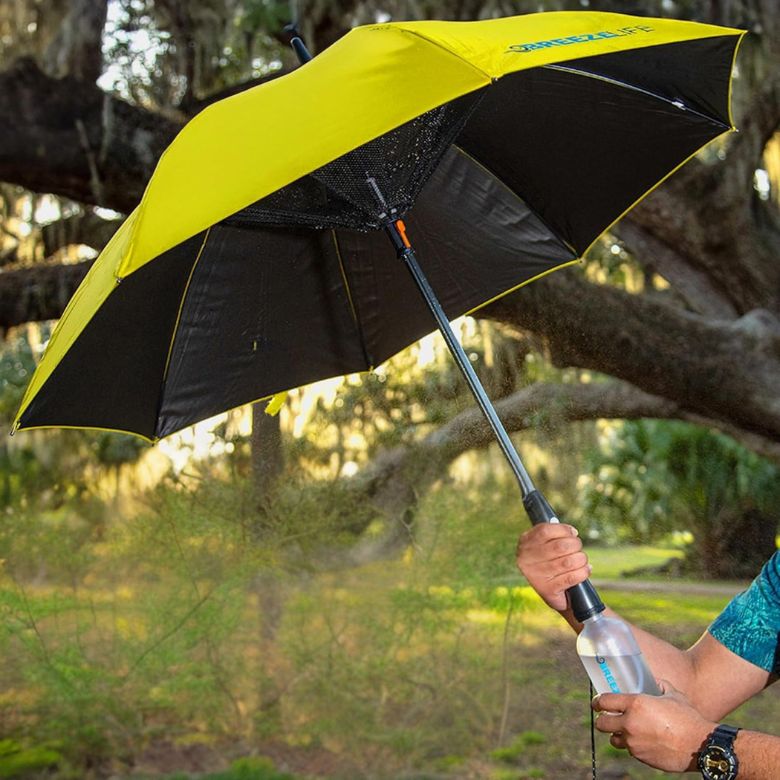 Yellow Sun Umbrella with Fan and Mister