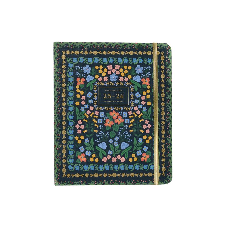 blue floral spiral planner