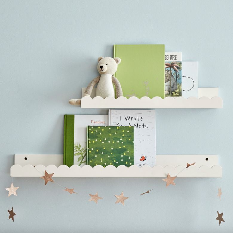 white scalloped shelving