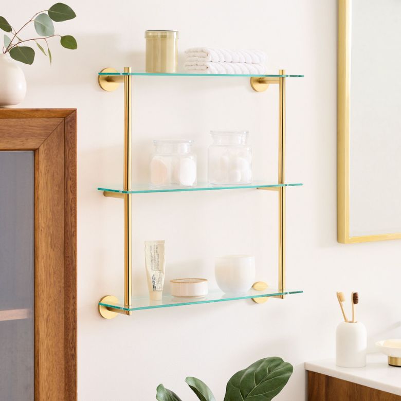 3-tiered glass bathroom shelf