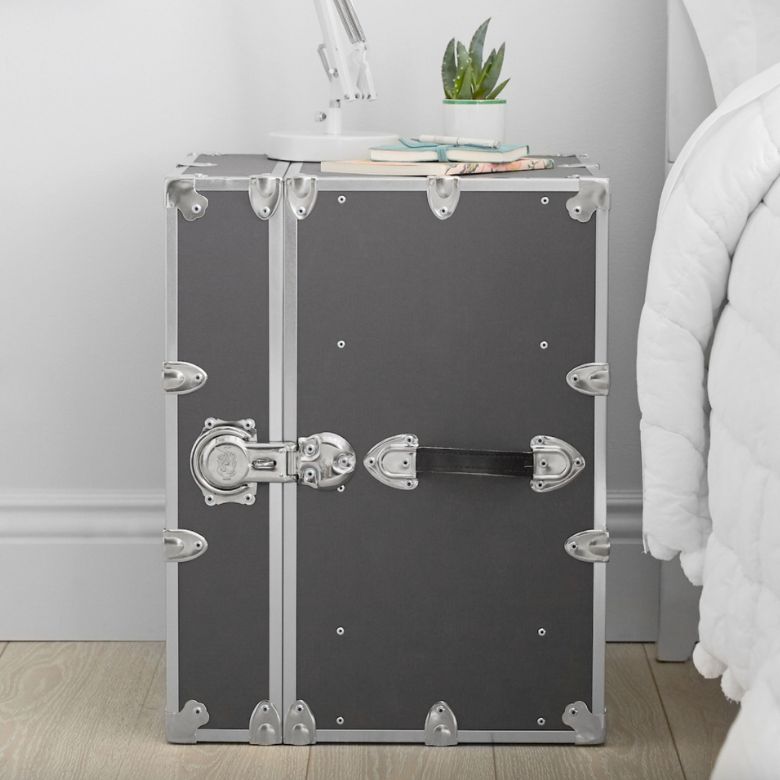 black bedside trunk table