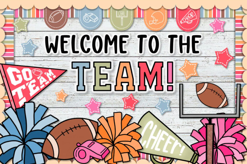 sports themed school bulletin board