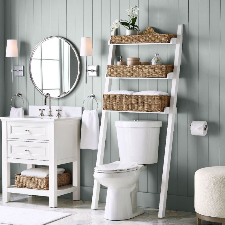 white over-the-toilet ladder