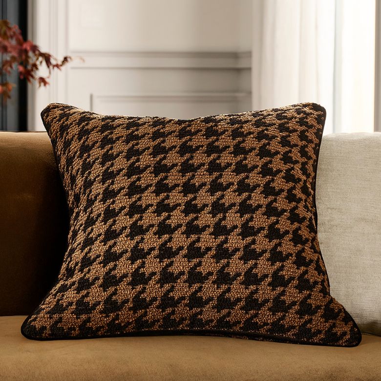 Brown Houndstooth Pillow Cover