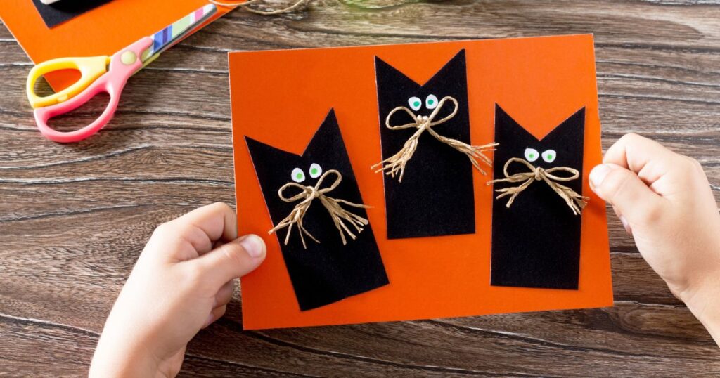 black cat halloween card craft