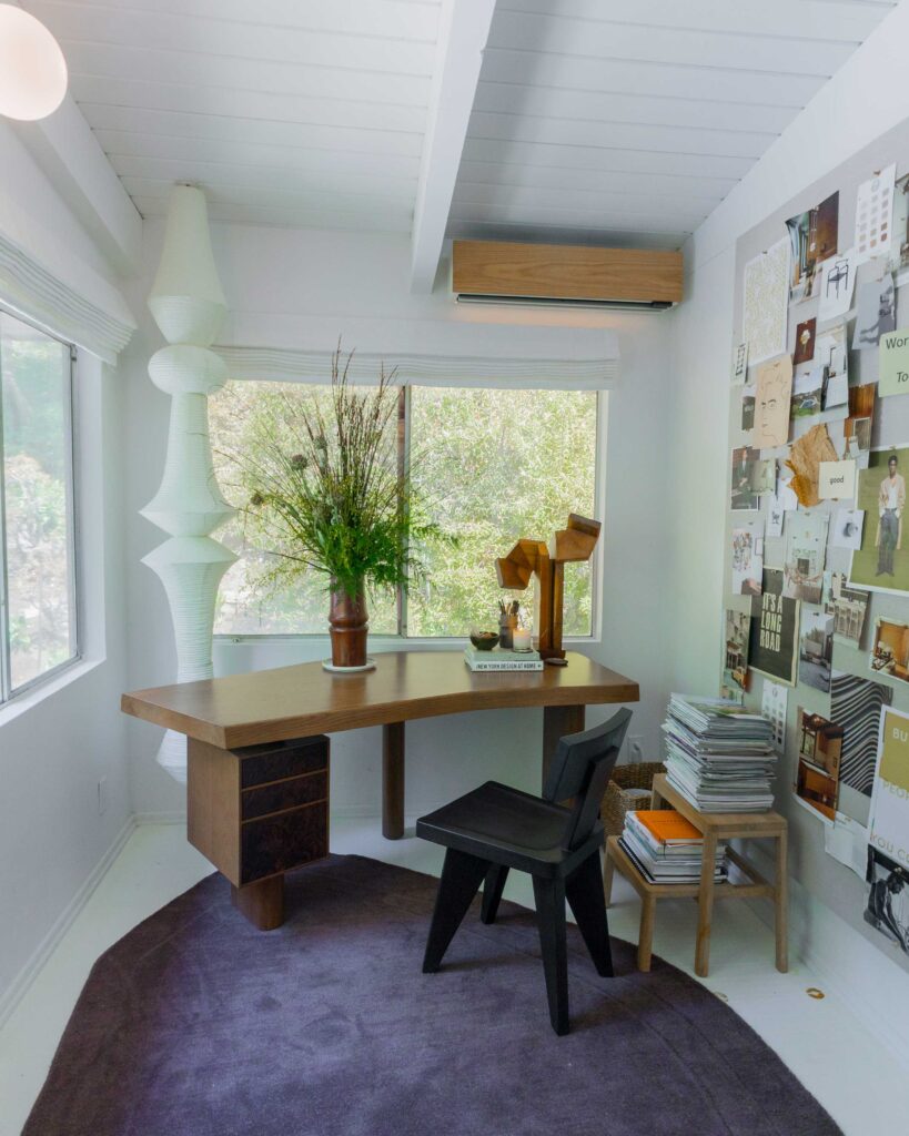 designer brady tolberts home office with a quilt hvac system