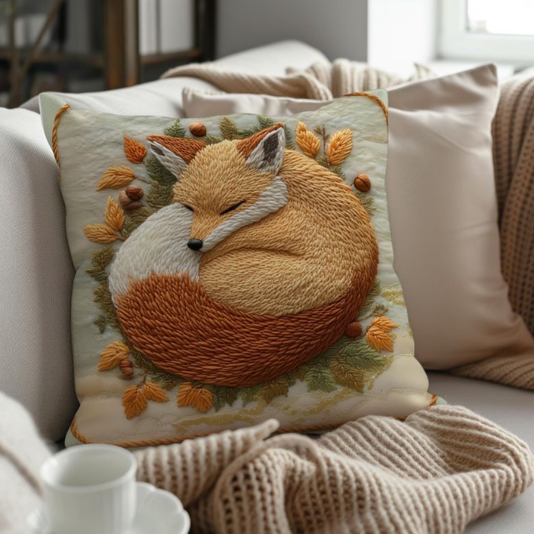 sleeping fox throw pillow