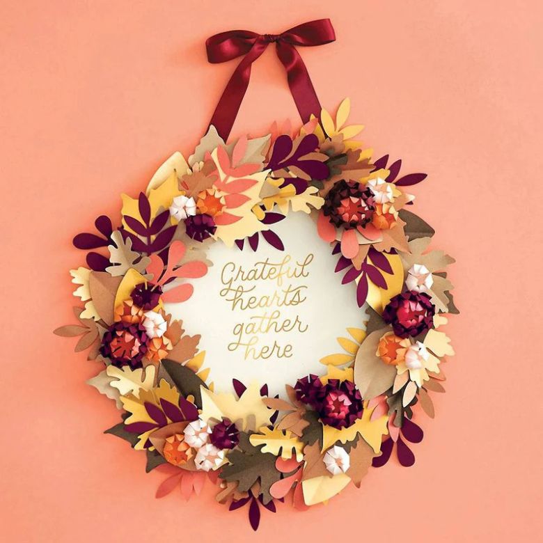 diy paper fall leaf wreath craft kit