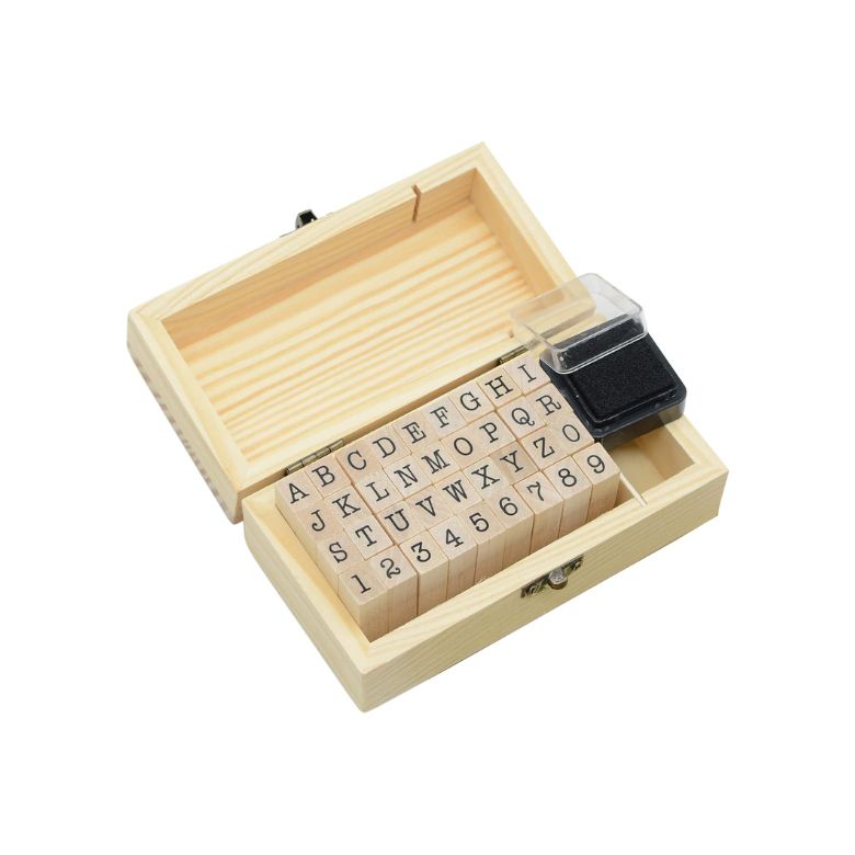 Number and Letter Small Wooden Rubber Stamps