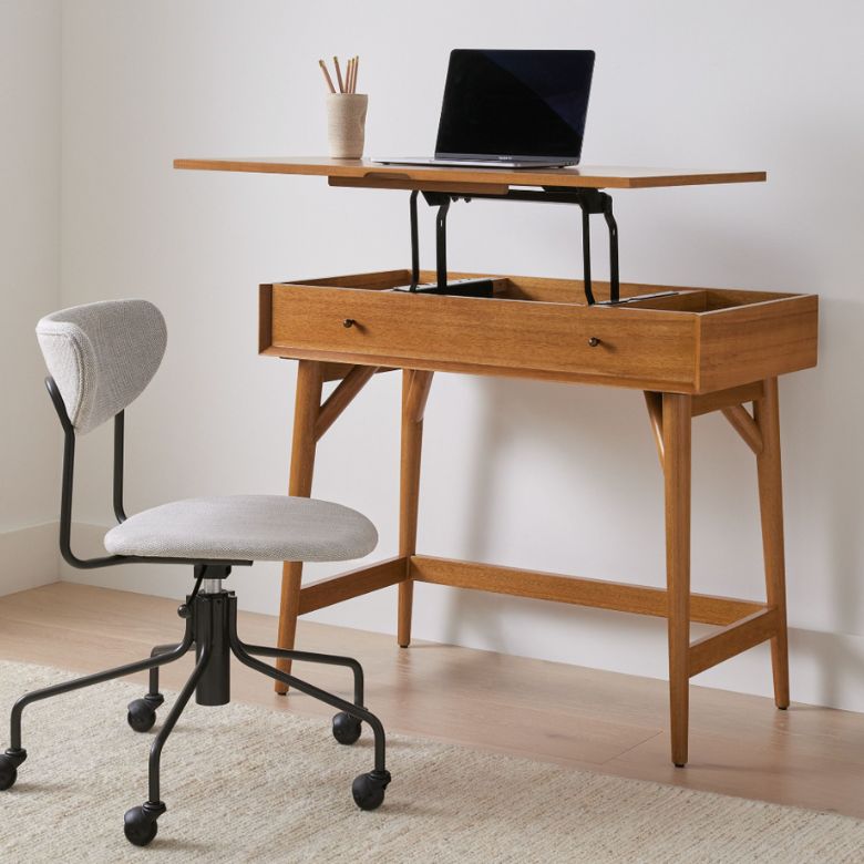 mid-century modern lift top standing desk
