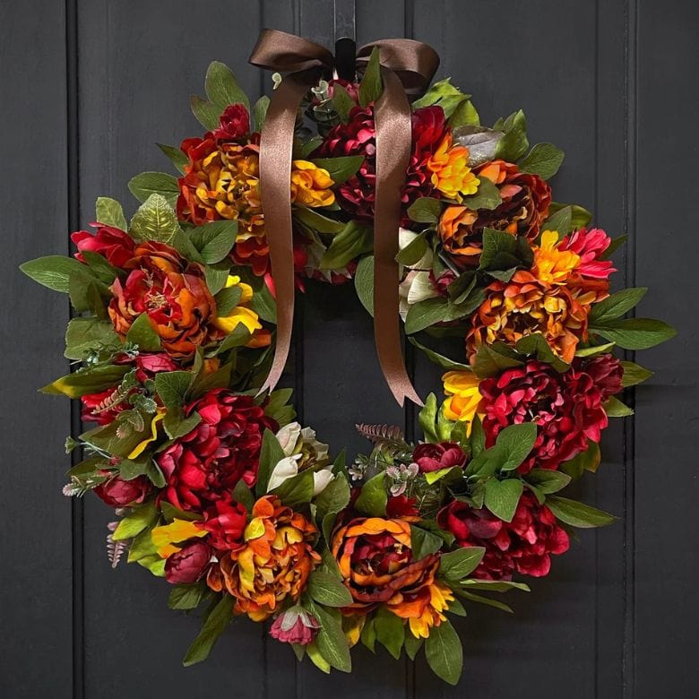 Fall Peony Wreath for Front Door
