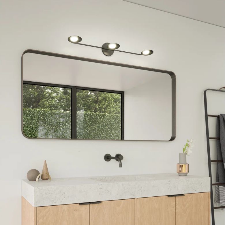 Black 3 Light Dimmable LED Vanity Light