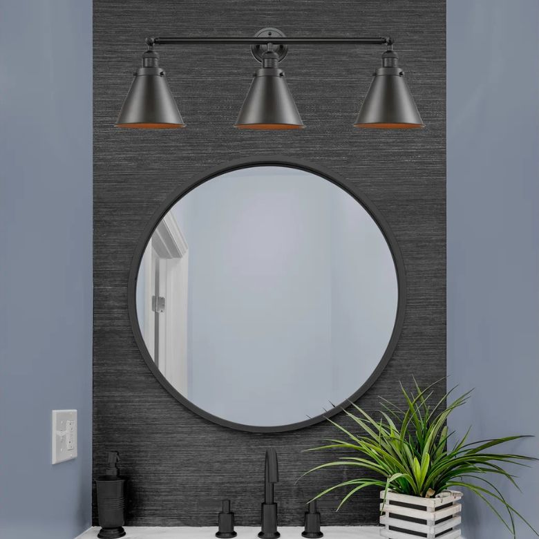 Black 3 Light Dimmable Vanity Light