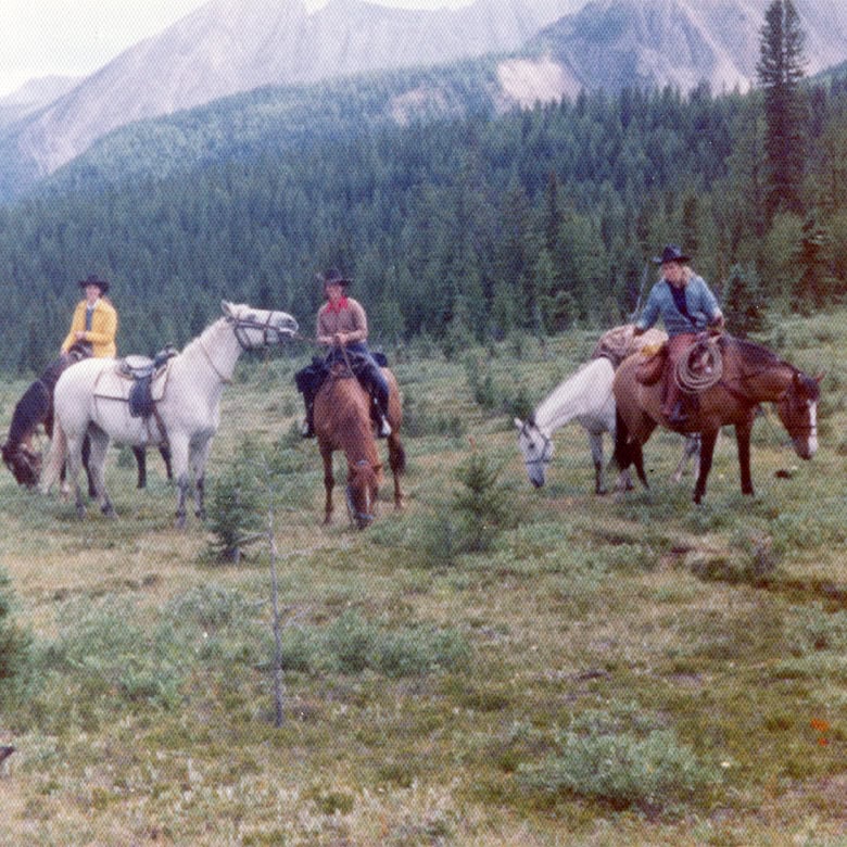 scott family scrapbook memories with joanne and drew and jonathan riding horseback in banff